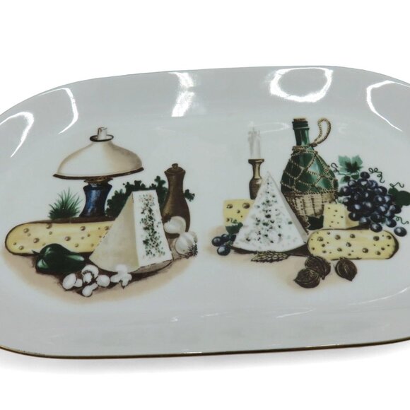 German Democratic Republic KAHLA Cheese and Wine PLATE Set 7 Piece Porcelain VTG - Picture 3 of 13